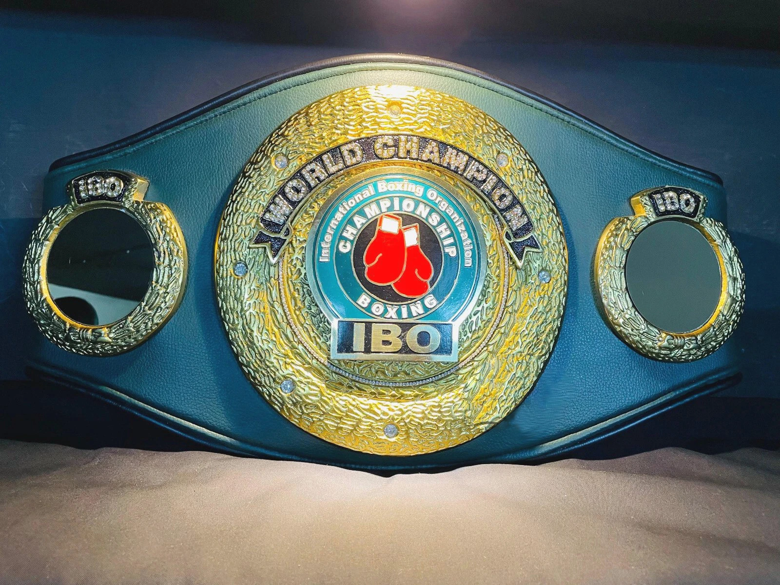 IBO International Boxing Championship Belt Leather Strap 3D Metal Plate Adult