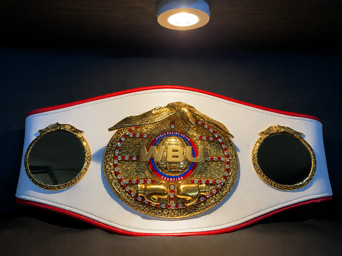 WBU Championship World Boxing Union 3D Boxing Belt Leather Strap Metal Plates